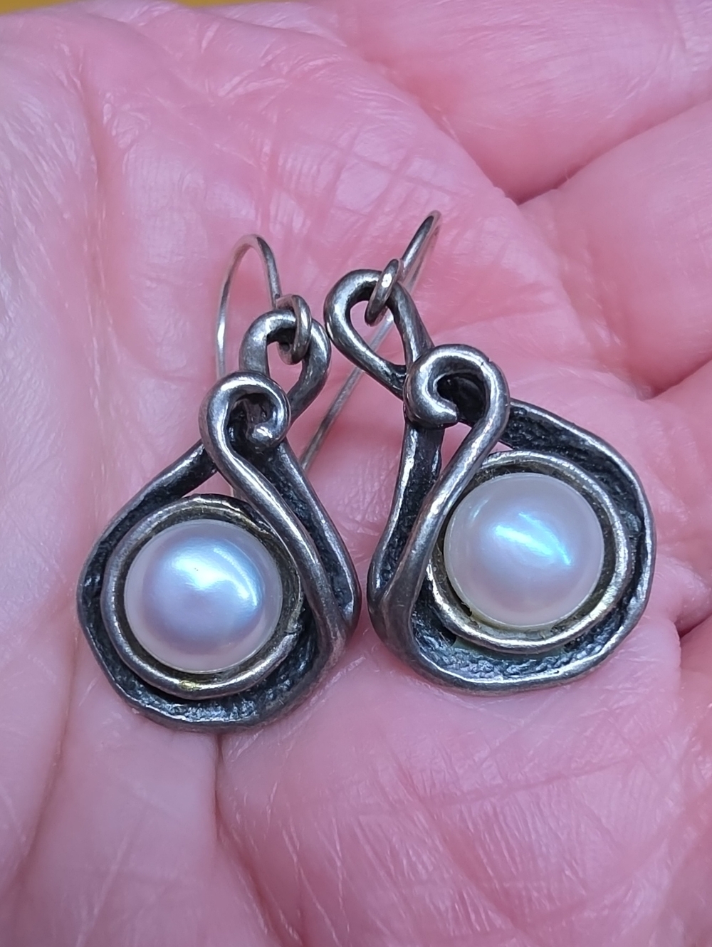 925 Israel & Freshwater Pearl Drop Earrings